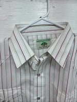 New Men’s Mesquite White Stripe Long Sleeve Pearl Snap 16 Large CC-62