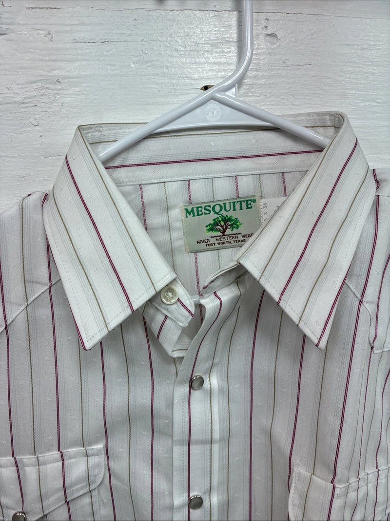 New Men’s Mesquite White Stripe Long Sleeve Pearl Snap 16 Large CC-62