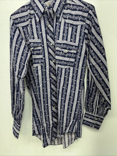 New Men’s Blue HbarC Ranchwear Long Sleeve Pearl Snap Shirt. M S-38