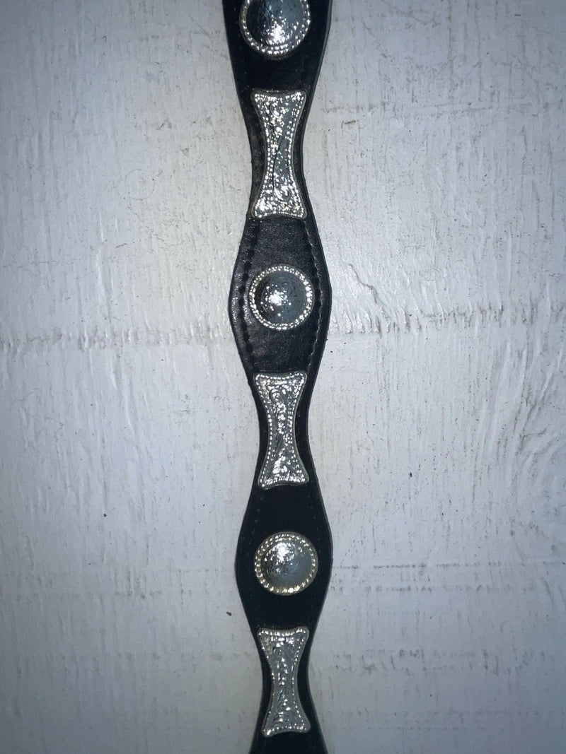 New Black Genuine Leather Nocona Silver Pendent 22” Belt #N4412001 NN-93