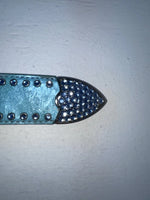 New Blue Genuine Leather 3D  Blue Bling 34” Belt #677 Z-83
