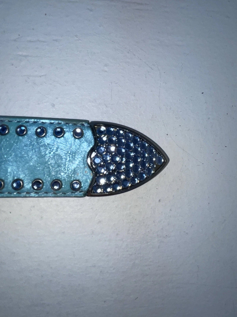 New Blue Genuine Leather 3D  Blue Bling 34” Belt #677 Z-83