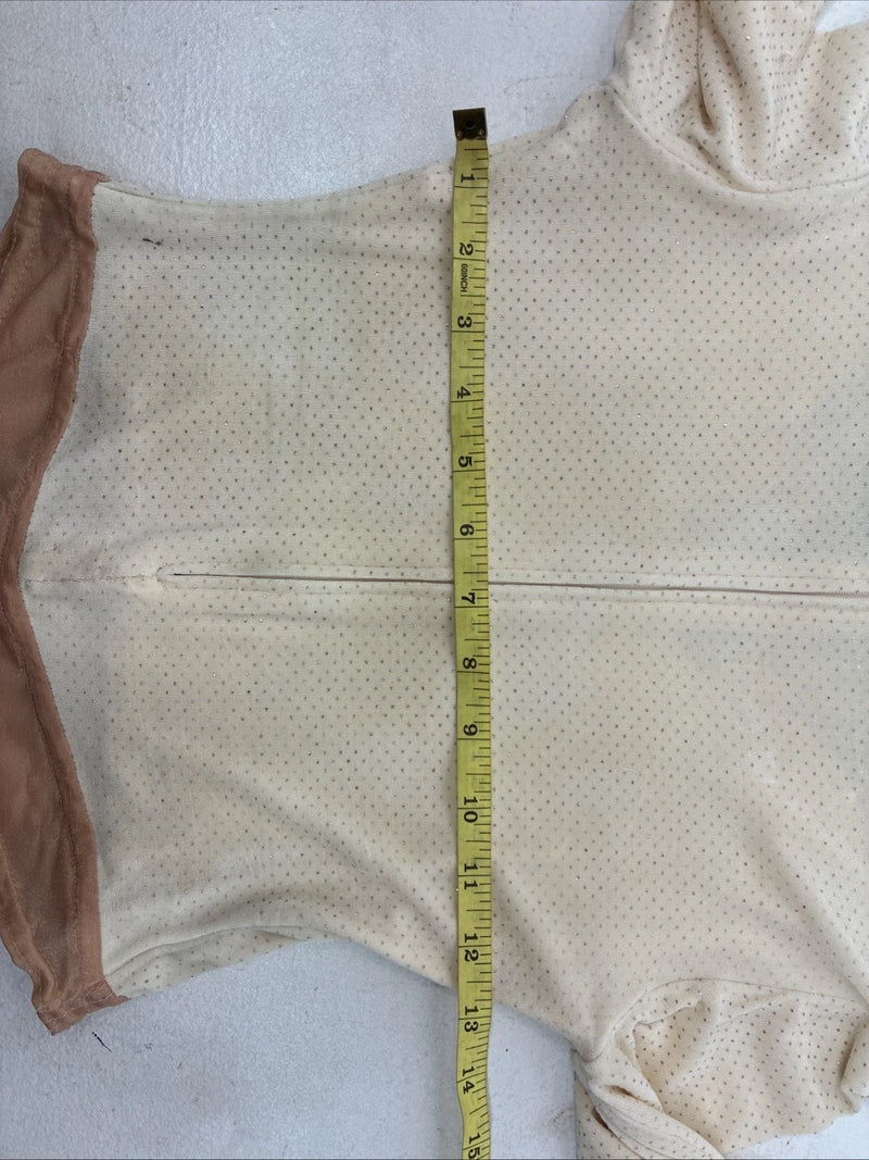 New Tadaski Cream Gem Long Sleeve Half Zip Showing Bodysuit Small TT-44