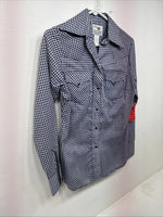 New Women’s Dickson Jenkins Blue Checker Long Sleeve Pearl Snap Size 32 MM-92