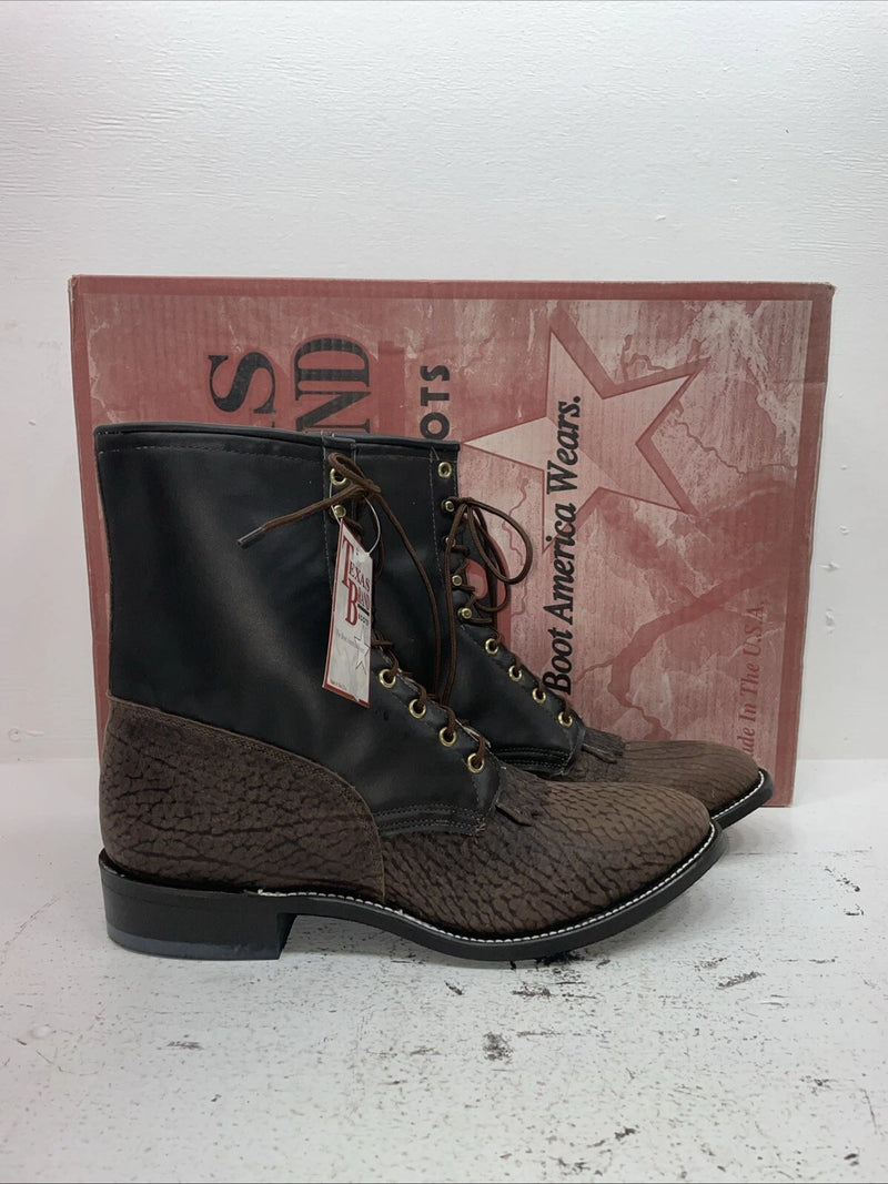 New Men’s Brown Lace Up Texas Brand Cowboy Boots. 36760 12 D. 10-55