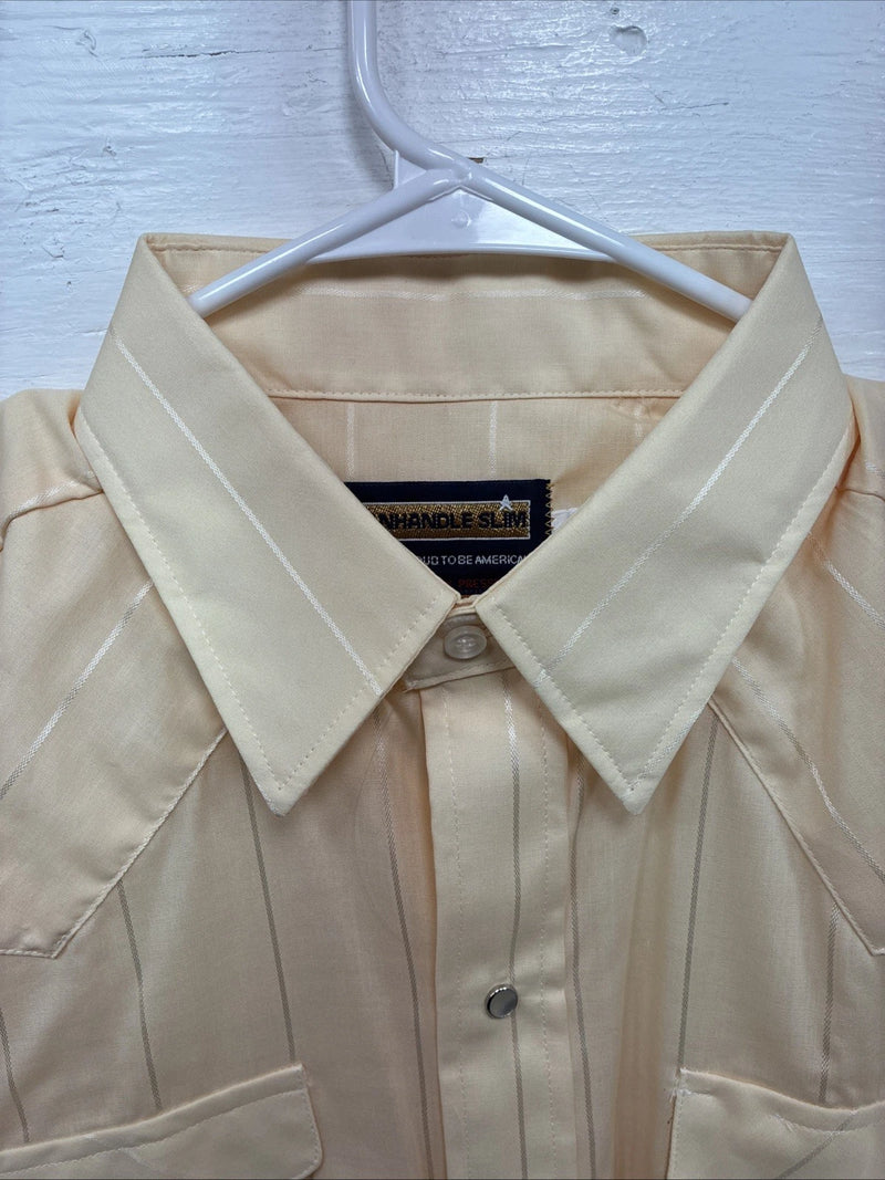 New Men’s Panhandle Slim Yellow Stripe Long Sleeve Pearl Snap 17 X 34 XL X-100