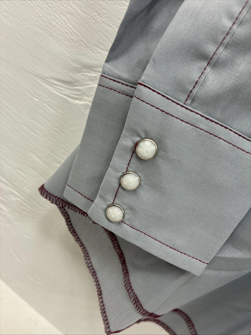New Men’s Dee-Cee Gray Red Long Sleeve Pearl Snap 16 X 33 Large R-10