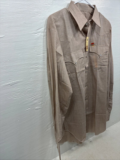 New Men’s H Bar C Brown Long Sleeve Pearl Snap 16 X 36 Large CC-63