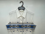 New Women’s White Aztec Cumberland Outfitters Cut Off Button Up Shirt M 3B-51