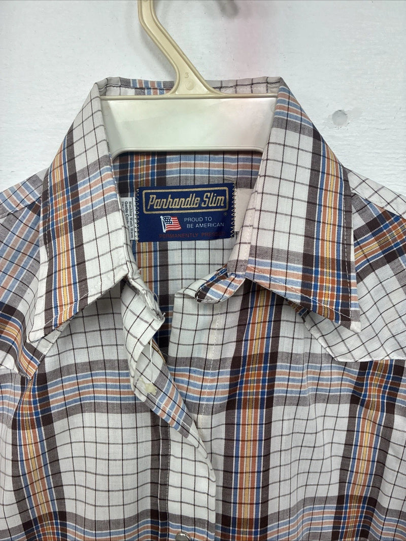 New Women’s Panhandle Slim Brown Plaid Long Sleeve Pearl Snap 8/30 GG-6