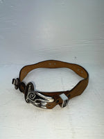New Brown Genuine Leather Nocona Silver Animal Pendent 24” Belt #605 NN-62