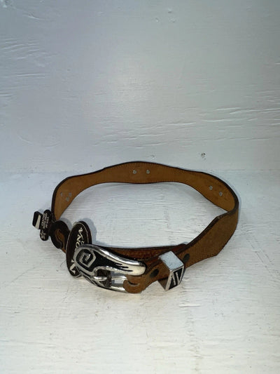 New Brown Genuine Leather Nocona Silver Animal Pendent 24” Belt #605 NN-62