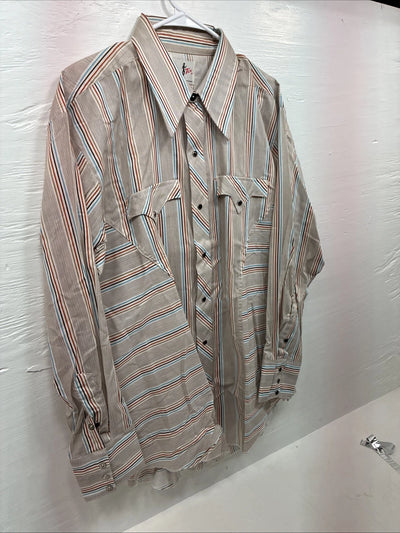 New Men’s Tem Tex Multiple Color Stripe Long Sleeve Pearl Snap XL J-45