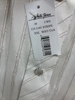 New Men’s White Horse White Stripe Western Long Sleeve Pearl Snap 2XL H-47