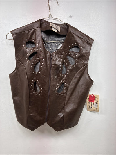 New Women’s 1849 RanchWear Brown Designed Vest Size Large YY-30