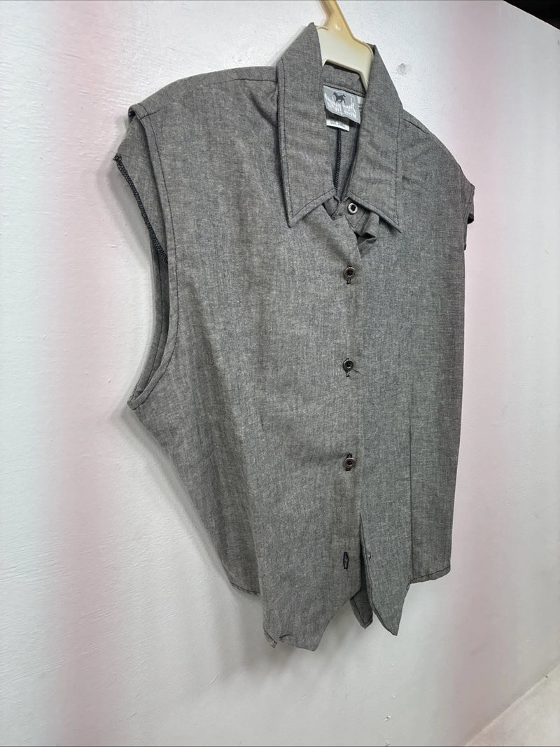 New Women’s Cowboy Threads Gray Sleeveless Button Up Size Small TT-46