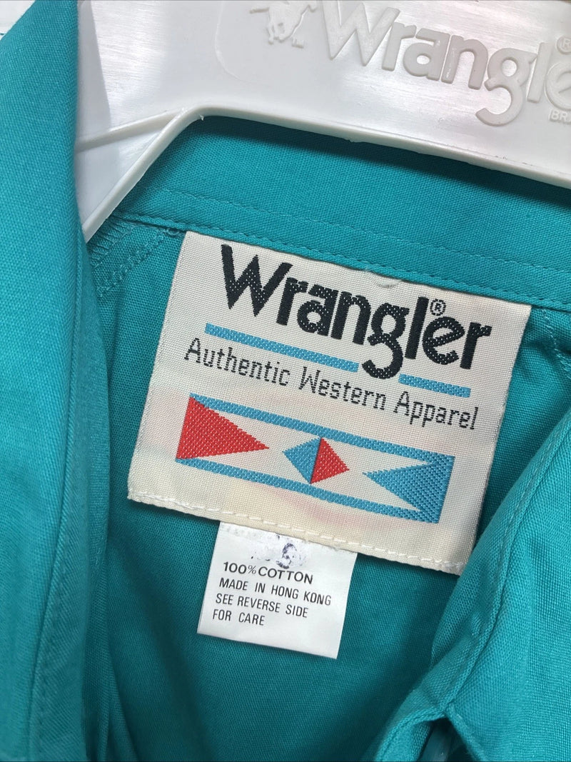 New Men’s Wrangler Teal Western Design Long Sleeve Cover Button Up Small J-49