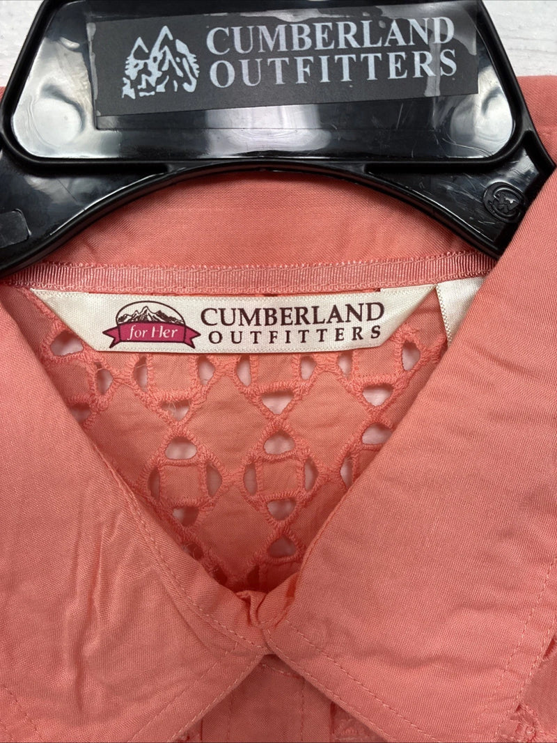 New Women’s Cumberland Pink Designed Long Sleeve Pearl Snap Large II-99