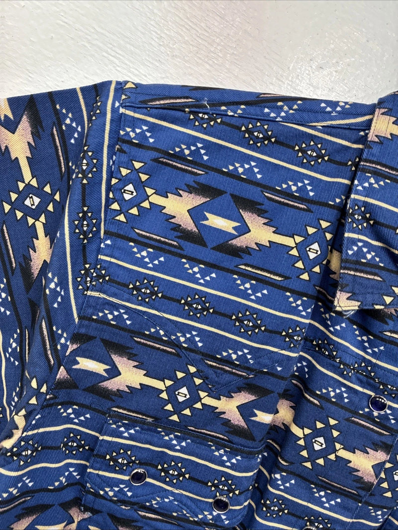 New Women’s Cumberland Blue Dosages Short Sleeve Pearl Snap Large MM-137