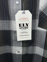 New Men’s ELY Cattleman Green Black Plaid Long Sleeve Pearl Snap Shirt XL S-17