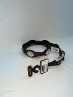 New Brown Genuine Leather Nocona Silver Pendent 30” Belt #N3420402 JJ-137
