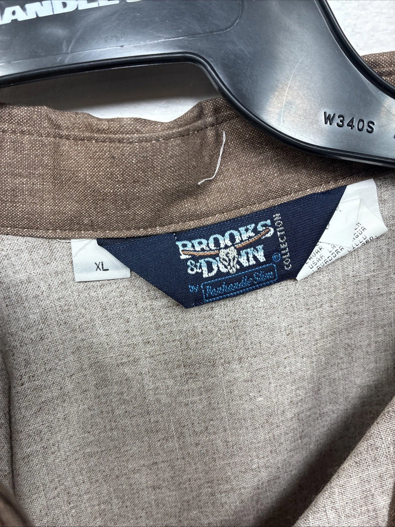 New Women’s Brooks & Dunn Tan Design Long Sleeve Pearl Snap XL II-24 