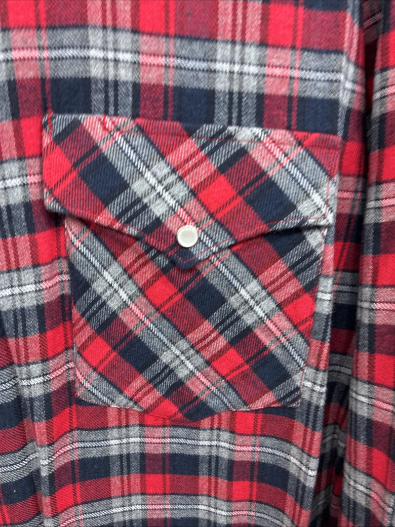 New men’s White Horse Red Flannel Long Sleeve Pearl Snap 3XL E-64
