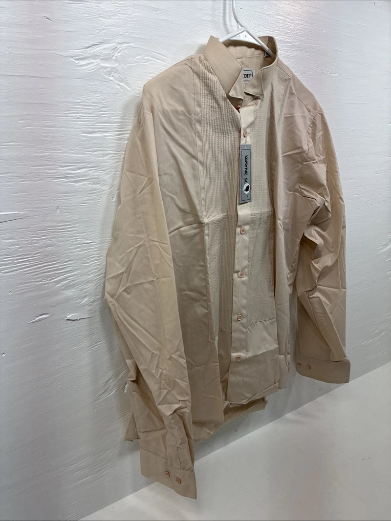 New Men’s WAYNE SCOTT Beige Long Sleeve Button Up Large F-71