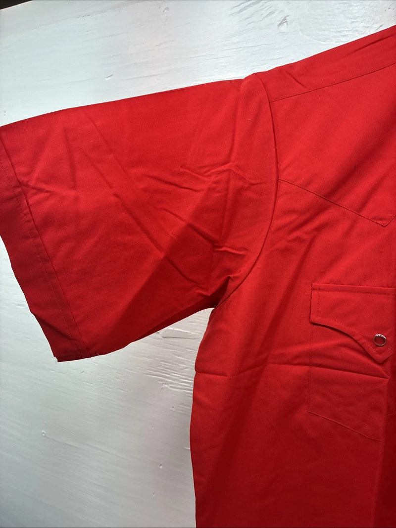 New Men’s ELY Cattleman Red Short Sleeve Pearl Snap 16.5 Large X-57