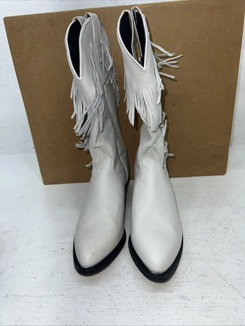 New Women’s White Fringe Capezio Cowboy Boots. L 697 7.5 7 1/2 M. 17-66