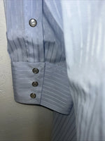 New Men’s Blue Stripped Mesquite Pearl Snap Long Sleeve Shirt. 19x37 3XL G-79