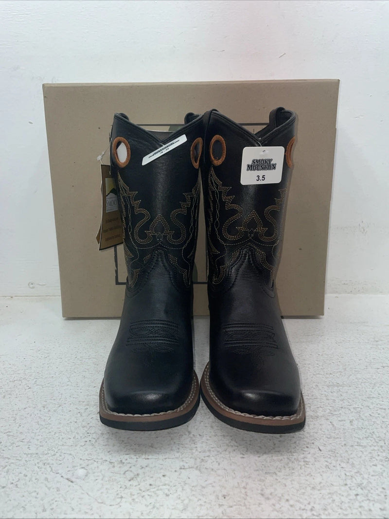 New Youth Black Smoky Mountain Cowboy Boots. 3242 Y 3.5 3 1/2. 22-65