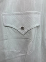 New Men’s ELY Cattleman White Short Sleeve Stripe Pearl Snap 20.5 4XL H-61