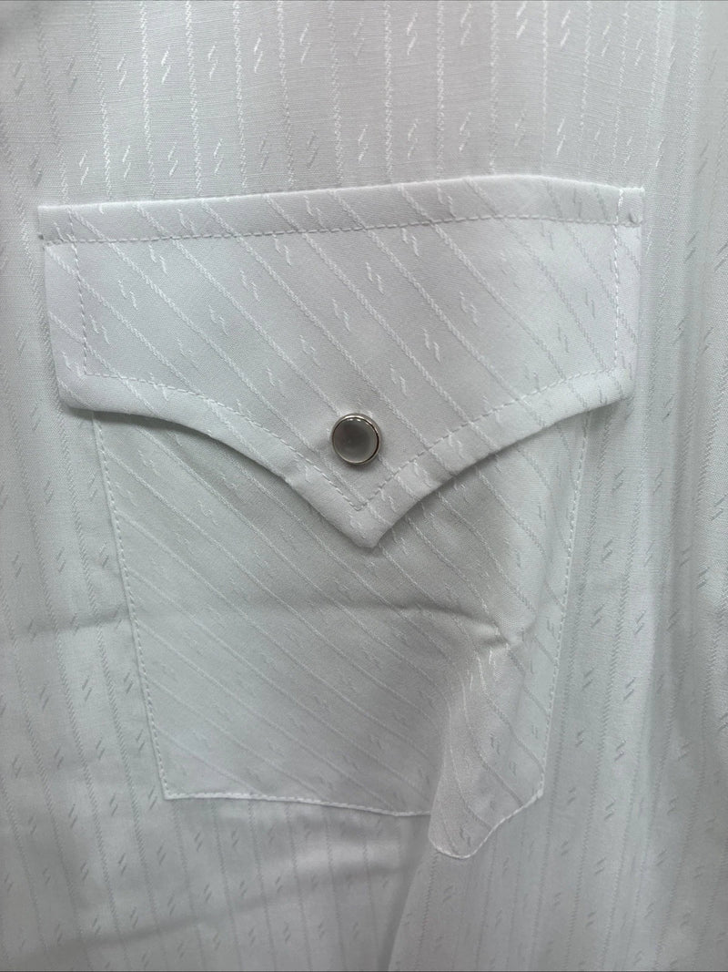 New Men’s ELY Cattleman White Short Sleeve Stripe Pearl Snap 20.5 4XL H-61