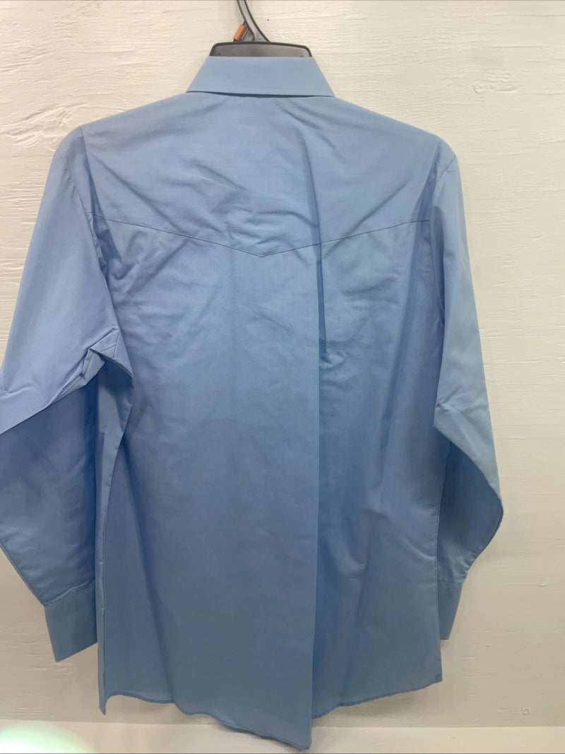 New Men’s ELY Cattleman Blue Long Sleeve Pearl Snap 15.5 X 33 Medium B-114