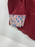 New Women’s Dickson Jenkins Red Design Long Sleeve Pearl Snap Size 36 II-16