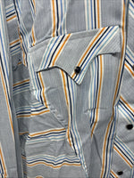 New Men’s Tem Tex Blue Stripe Long Sleeve Pearl Snap 16 X 33 Large R-16