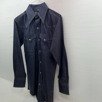 New Men’s Champion Western Blue Jean Long Sleeve Pearl Snap Small B-52