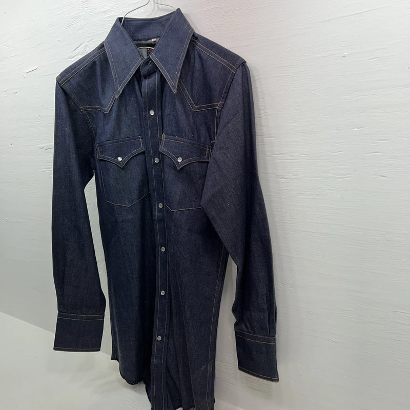 New Men’s Champion Western Blue Jean Long Sleeve Pearl Snap Small B-52