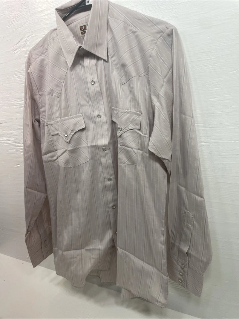 New Men’s ELY cattleman Striped Long Sleeve Pearl Snap 15 X 34 Medium B-126