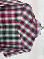 New Men’s ELY Cattleman Red Gray Plaid Short Sleeve Pearl Snap Large X-21