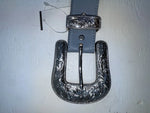 New Blue Genuine Leather 3D Silver Bling 38” Belt #667 JJ-80 