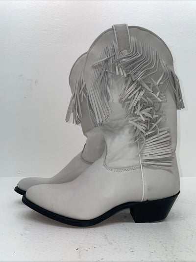 New Women’s White With Fringe Capezio Cowboy Boots. L 697 8 M. 16-47