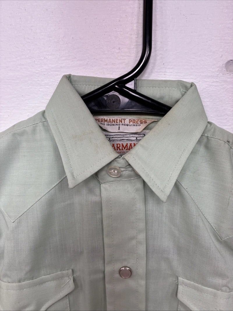 New Kids Karman Green Long Sleeve Pearl Snap Size 1 DD-147