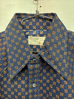 New Men’s Stockman Navy Blue Designed Long Sleeve Pearl Snap 15 Medium H-71