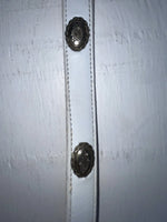 New White Genuine Leather Nocona Silver Pendent 30” Belt #G762 JJ-37