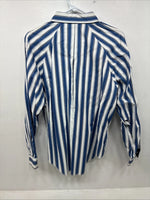 New Women’s H Bar C Blue Stripe Long Sleeve Pearl Snap Size 36 LL-57