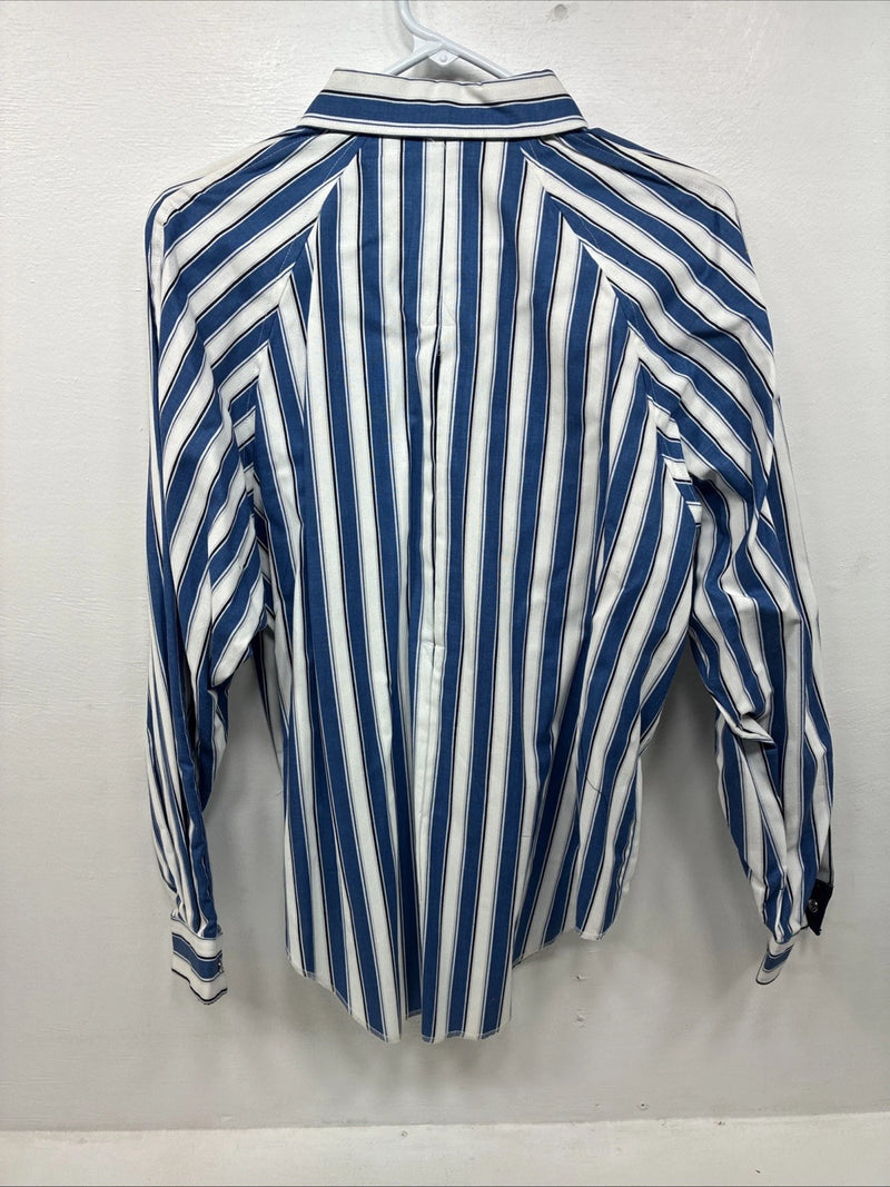 New Women’s H Bar C Blue Stripe Long Sleeve Pearl Snap Size 36 LL-57