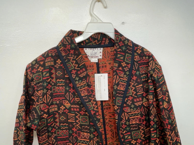 New Women’s Red Crazy Cowgirl Long Sleeve Shirt M #ccj74 3B-91