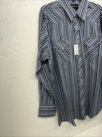 New Men’s Blue White House Long Sleeve Pearl Snap Shirt. XL S-25